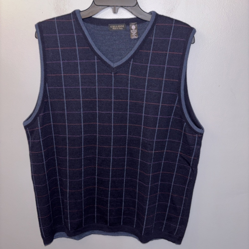 Cellini Men's Navy‎ Sweater Best Merino Wool Size M Preppy Italian Business